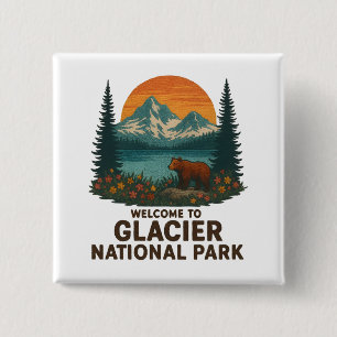 Welcome to Embroidery Glacier National USA Park 2 Inch Square Button