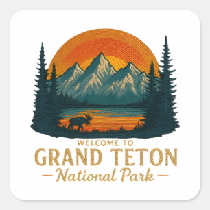 Welcome to Embroidery Grand Teton National USA  Square Sticker