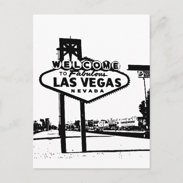 Welcome to Fabulous Las Vegas B&W Vector Graphic Postcard (Front)