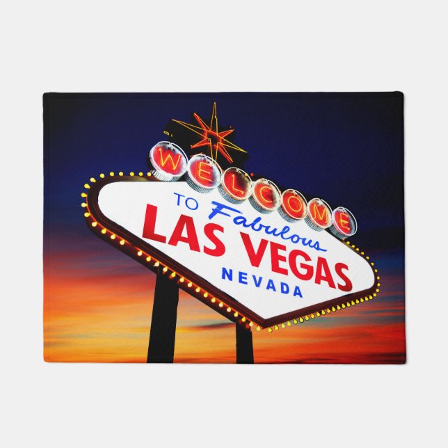 Welcome to Fabulous Las Vegas Beautiful Sunset Doormat (Front)