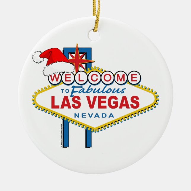 Welcome to Fabulous Las Vegas Christmas Ceramic Ornament (Front)