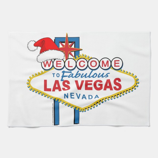 Welcome to Fabulous Las Vegas Christmas Kitchen Towel (Horizontal)