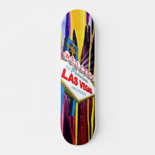 Welcome to Fabulous Las Vegas Nevada Sign Vibrant Skateboard