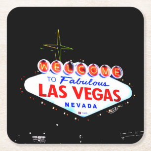 Welcome to Fabuous Las Vegas Nevada Sin City Square Paper Coaster