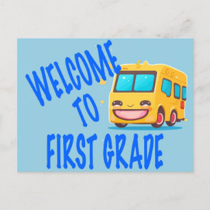 Welcome to First Grade Bus Postcard