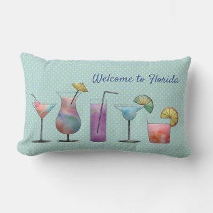 Welcome To Florida Tropical Drinks Lumbar Pillow