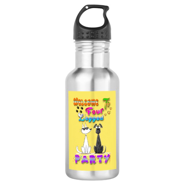 Welcome To Four Legged Party 532 Ml Water Bottle (Front)
