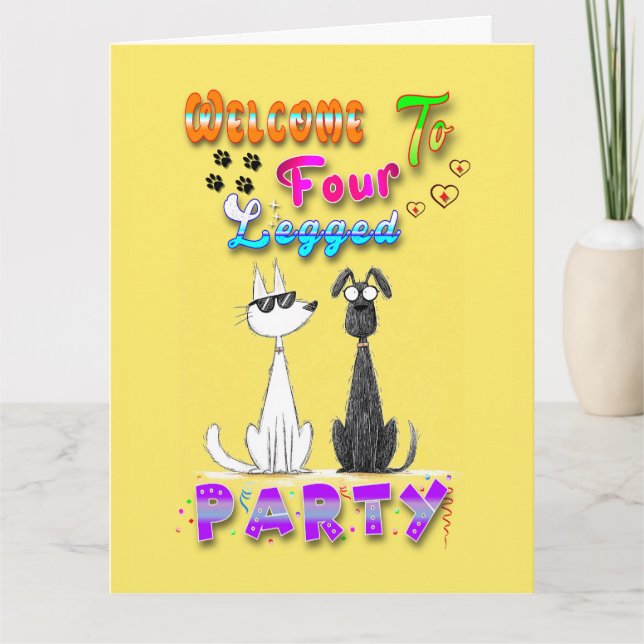 Welcome To Four Legged Party Card (Front)