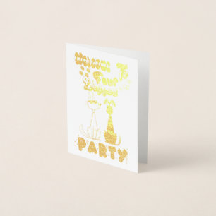 Welcome To Four Legged Party Foil Card