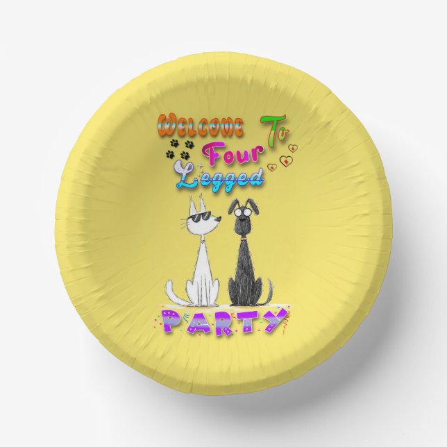 Welcome To Four Legged Party Paper Plate (Front)