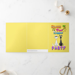 Welcome To Four Legged Party Tri-Fold Holiday Card