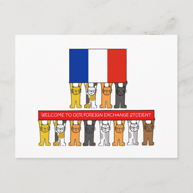 Welcome to French Foreign Exchange Student Postcard (Front)