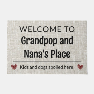 Welcome to Grandpop & Nana's Place Customizable Doormat