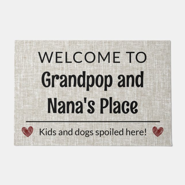 Welcome to Grandpop & Nana's Place Customizable Doormat (Front)