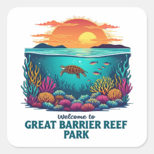 Welcome to Great Barrier Reef National Australian Square Sticker