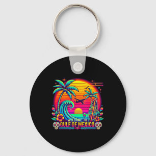 Welcome To Gulf Of Mexico Retro Beach Surf 1  Keychain