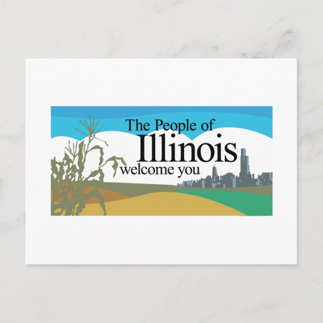 Welcome to Illinois - USA Road Sign Postcard (Front)