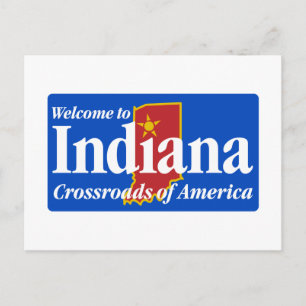Welcome to Indiana - USA Road Sign Postcard