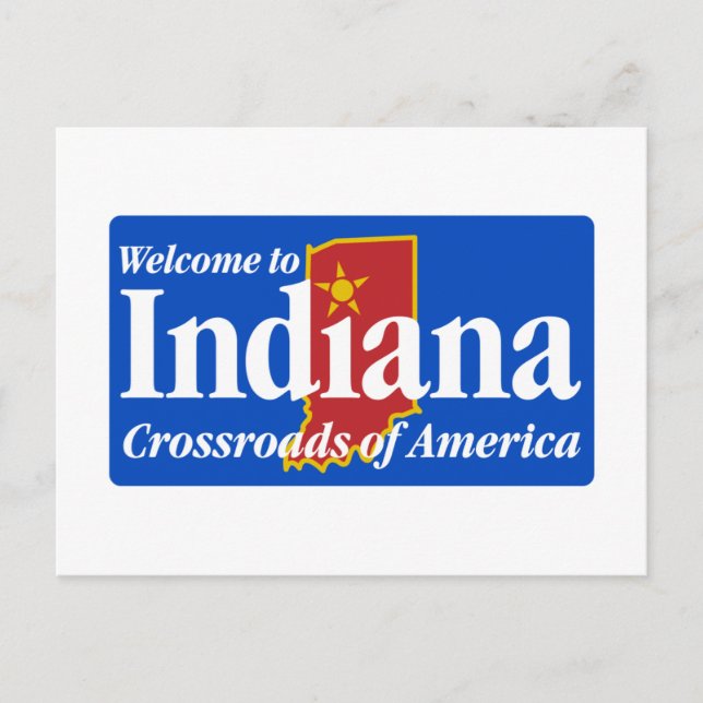 Welcome to Indiana - USA Road Sign Postcard (Front)