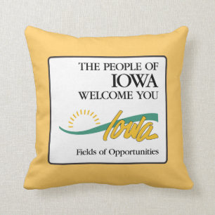 Welcome to Iowa - USA Road Sign Throw Pillow