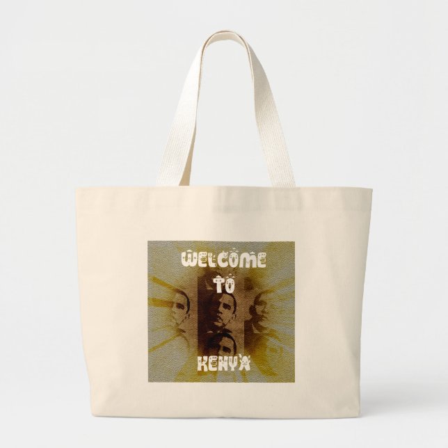 Welcome to Kenya with Obama Collage   Large Tote Bag (Front)