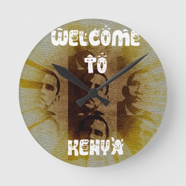 Welcome to Kenya with Obama Collage   Round Clock (Front)