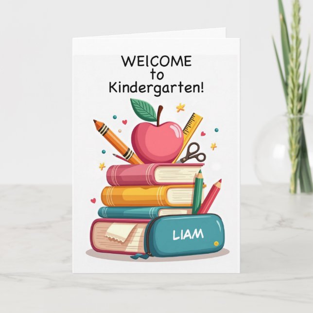 Welcome to Kindergarten from Teacher Personalize Card (Front)