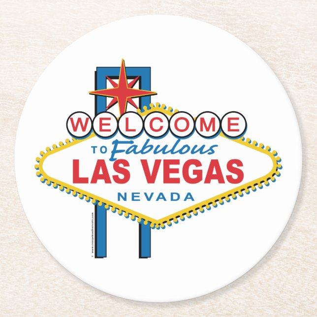 Welcome-to-Las-Vegas Round Paper Coaster (Front)