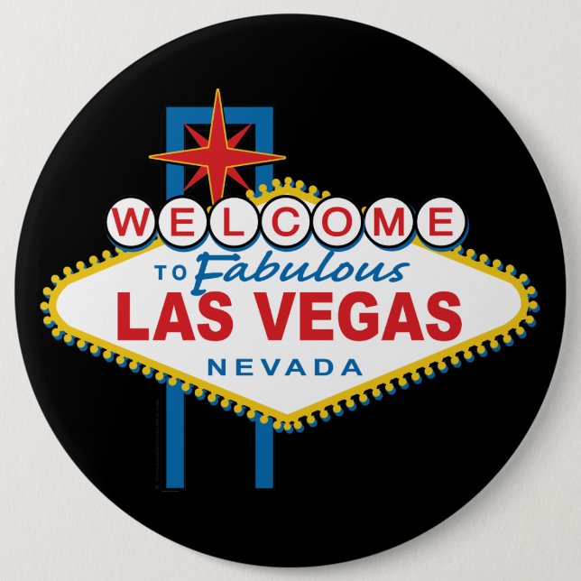 Welcome To Las Vegas Sign 6 Inch Round Button (Front)