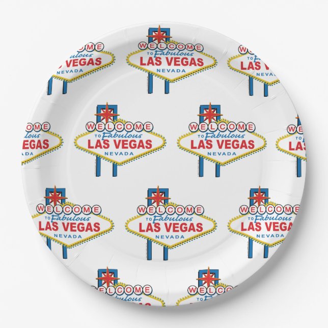 Welcome to Las Vegas Sign Paper Plate (Front)