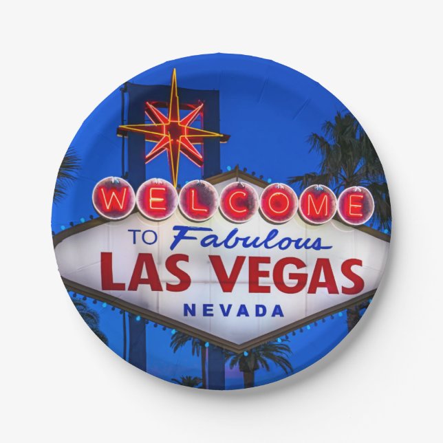 Welcome To Las Vegas Sign Paper Plate (Front)