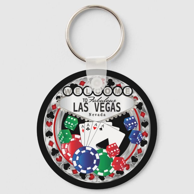 Welcome to Las Vegas Style - Red and Silver  Keychain (Front)