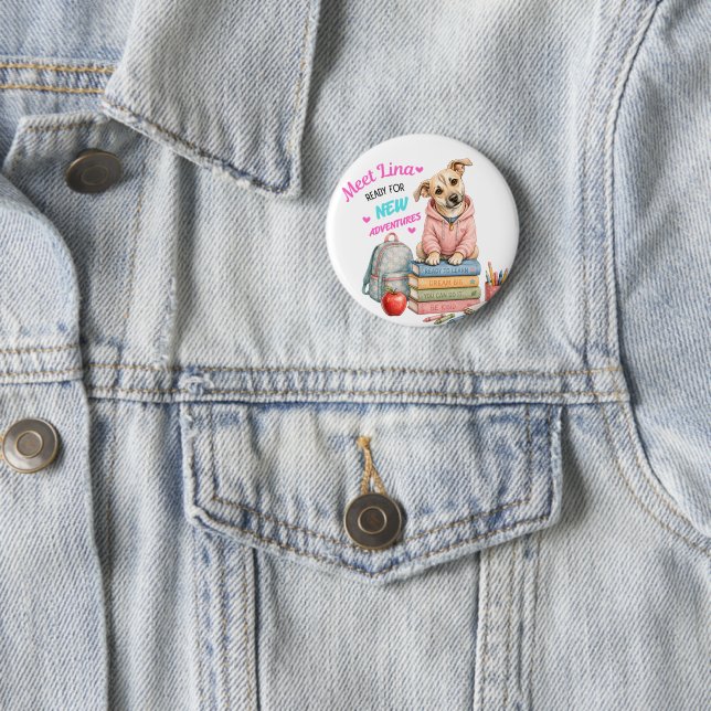 Welcome to Lina's School Adventures! 2 Inch Round Button (In Situ)