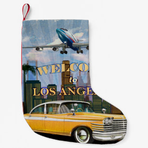 Welcome to Los Angeles retro poster. Small Christmas Stocking