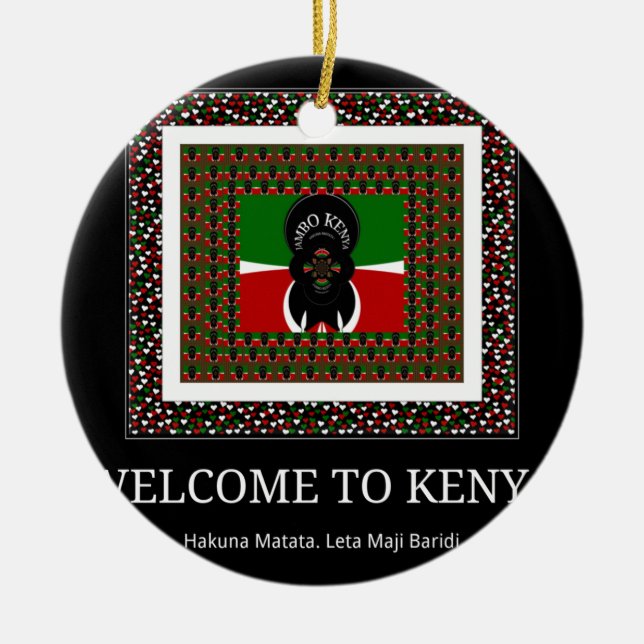 Welcome to Magical Kenya: Hakuna Matata Ceramic Ornament (Front)