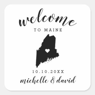 Welcome to Maine   Wedding custom favour Square Sticker