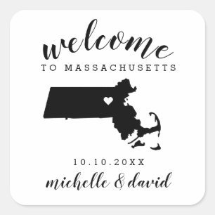 Welcome to Massachusetts   Wedding custom favour Square Sticker