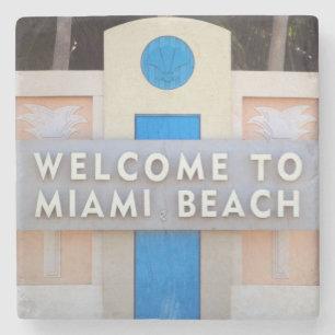 Welcome to Miami Beach sign Stone Coaster