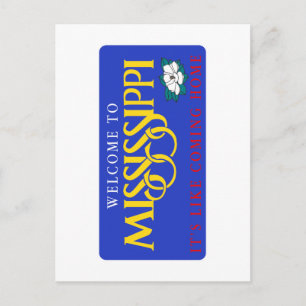 Welcome to Mississippi - USA Road Sign Postcard