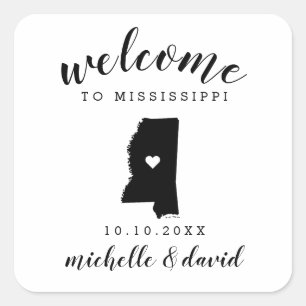 Welcome to Mississippi Wedding custom favour Square Sticker
