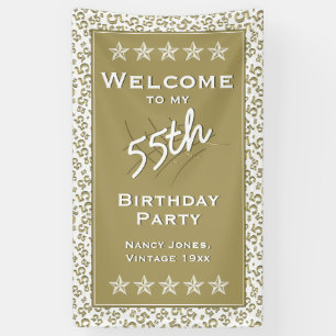 Welcome to my 55th Birthday Party - Gold/White Banner