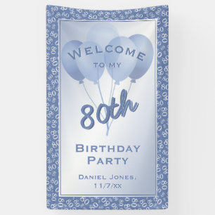 Welcome to my 80th Birthday Party - Blue/White Banner