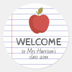 Welcome to my Class Apple Back to School Teacher Classic Round Sticker