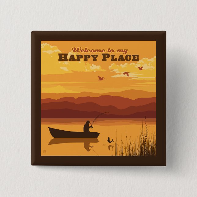 Welcome To My Happy Place 2 Inch Square Button (Front)