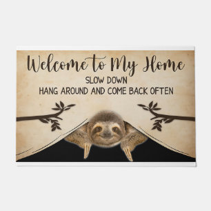 Welcome To My Home Slow Down Hang Around And Come  Doormat