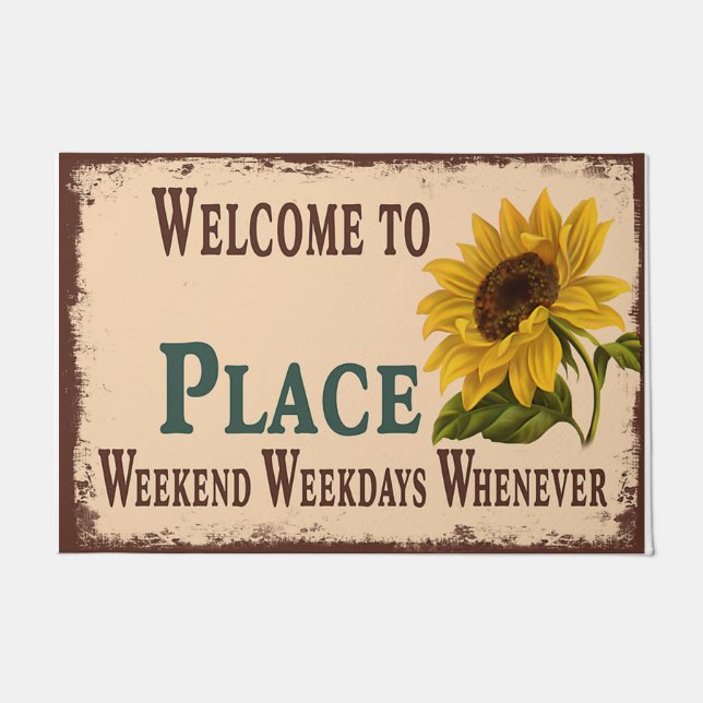 Welcome To My Place Mat, Customized Sunflowers Doormat (Front)
