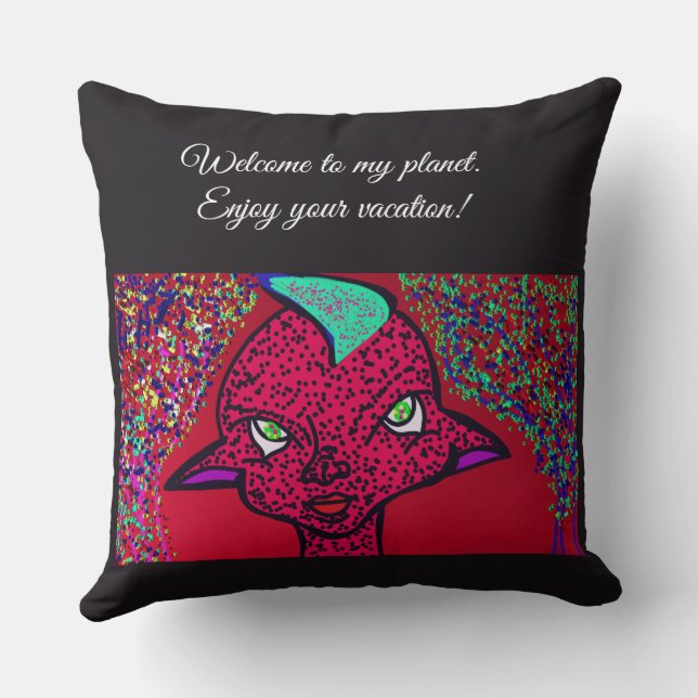 Welcome to My Planet Throw Pillow (Back)