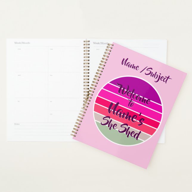 Welcome to Name's She Shed 20xx Retro Sunset Planner (Display)