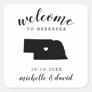 Welcome to  Nebraska   Wedding custom favour Square Sticker