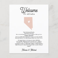 Welcome TO NEVADA Letter & Itinerary ANY COLOR